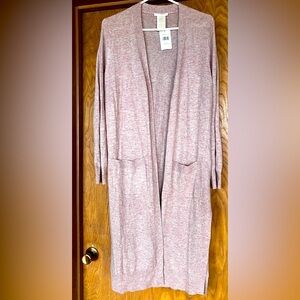 Matty M open cardigan sweater NWT, heather pink, M